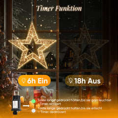 Salcar LED Weihnachtsstern 45 cm, Metall Leuchtstern mit 720 LEDs, 8 Modi & Timer, Stern Fenster Deko, Innen & Außen, Warmweiß Salcar