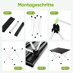 Sunula Klappbarer Campingtisch, Ultraleicht 1,7 kg, 30 kg Tragkraft, Wasserdicht, Rutschfest, 3 Größen, Einfach zu Montieren, Für Camping, Picknick, Garten, Outdoor Sekey