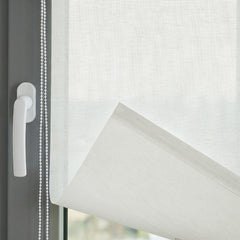 Sekey Klemmfix Seitenzugrollo in Leinenoptik Weiß – Lichtdurchlässiges Rollo ohne Bohren mit Klemmträgern & Schraubmontage, Uni Fensterrollo aus Papier-Polyester-Stoff
