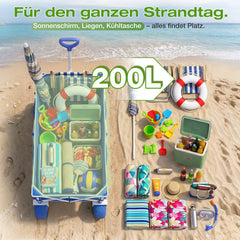 Sekey Bollerwagen faltbar mit Luftreifen 23×10 cm – Strand Bollerwagen klappbar bis 200 kg, 200L Transportwagen für Strand, Camping & Familie, 4032