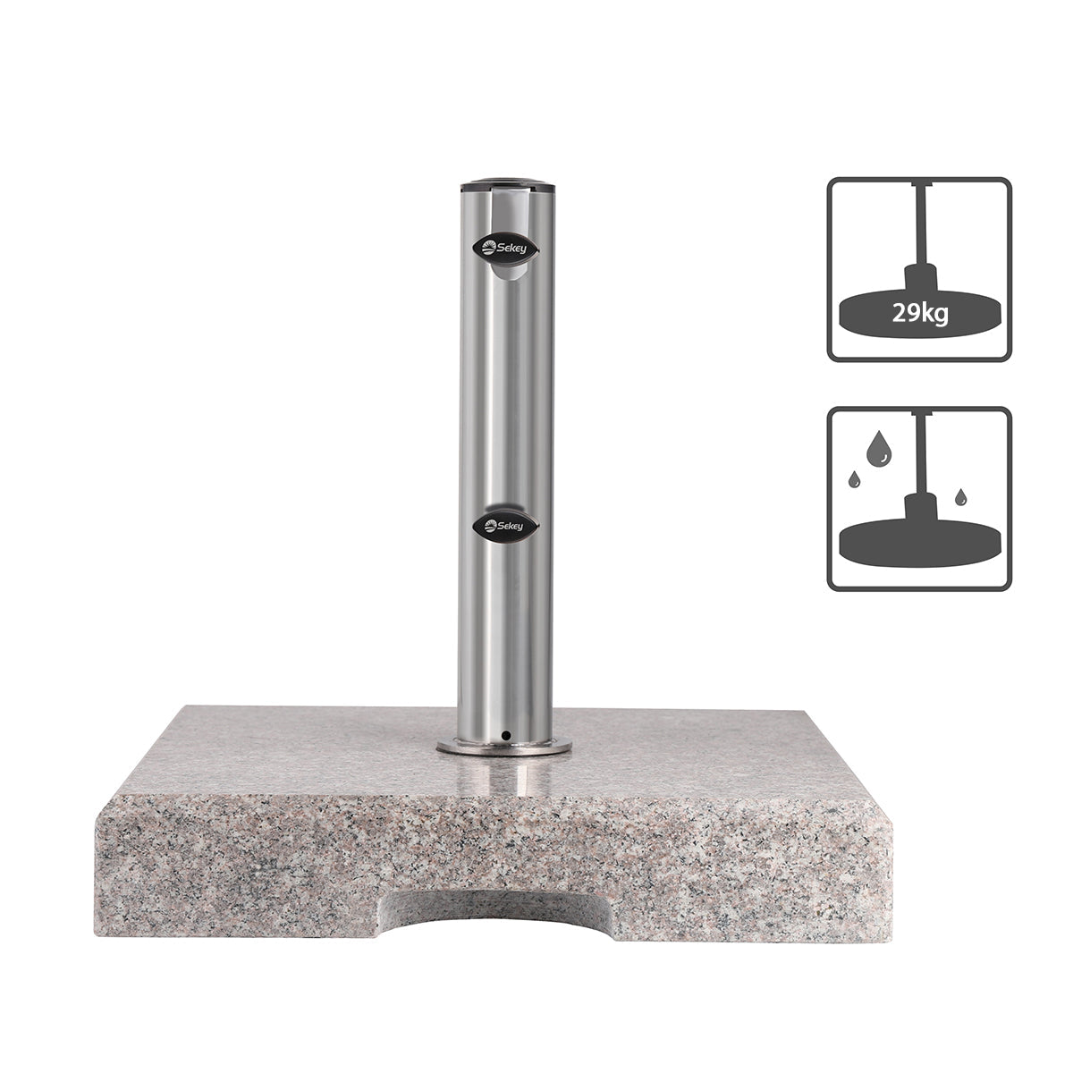 Sekey Granit Sonnenschirmständer 25 kg – Rechteckiger Betonschirmständer für Balkon & Terrasse Sekey