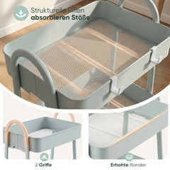 Sekey Rollwagen Küche 30 cm – Schmaler Servierwagen aus Metall mit Rollen, 3 Ablagen, 2 Metallkörben & 4 Haken