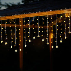 Salcar 2 x 1 m LED Schneeflocke Lichtervorhang, 16 Strängen, 104 LEDs, 31V GS-zertifizierte Stromversorgung Sekey