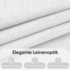 Sekey Duschvorhang, Weiß, Wasserabweisender Badvorhang in Leinenoptik, 100 % Polyester, mit Beschwerungsband & 8 Duschvorhangringen, Waschbar bei 30 °C