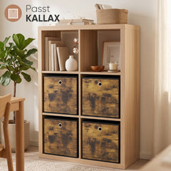 Sekey Aufbewahrungsboxen 6er Set 33 × 33 × 33 cm – Faltbare Stoffboxen mit Grifföse, stabile Ordnungsboxen für Kallax-Regale, Braun