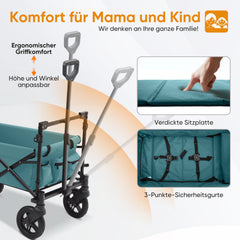 Sekey 150KG Faltbarer Bollerwagenmit Dach, Bollerwagen Kinder Handwagen, 5050