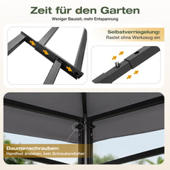 Sekey Pavillon 3x3m Wasserdicht Stabil Winterfest mit 4 Moskitonetzen – Gartenpavillon mit UV-Schutz 50+, Metallrahmen, Partyzelt für Garten, Terrasse, Hof, Events & Camping