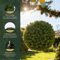 Salcar DIY Weihnachtskugel 40 cm – Grüne PVC Dekokugel zum Hängen, wetterfest & langlebig – Vielseitige Weihnachtsdekoration für Innen- und Außenbereich