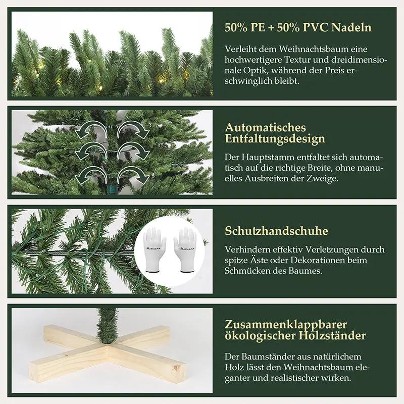 Salcar 180/210cmKünstlicher Weihnachtsbaum, Edeltanne, mit 450/650 LEDs und 1150/1486 PE-Zweigen und 472/728 PVC-Zweigen Salcar
