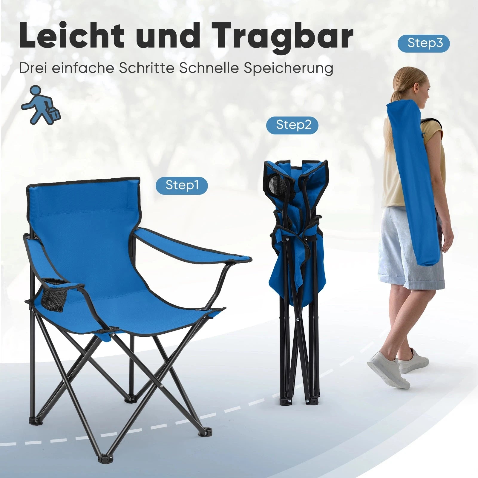 Sunula faltbarer Campingstuhl, ultraleicht, 1,65 kg, mit Getränkehalter, Tragetasche, kompakt klappbar, ideal für Camping, Garten und Ausflüge Sekey