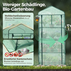 Sekey Mini-Gewächshaus für Tomaten mit 4 Ebenen Kompaktes Foliengewächshaus für Balkon & Garten, Stabil & Platzsparend (160×70×50 cm) Sekey