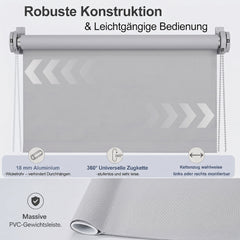 Salcar Thermorollo ohne Bohren Klemmfix Hellgrau – Verdunkelungsrollo für Fenster & Tür mit Thermobeschichtung, Sonnenschutz, Hitzeschutz & Sichtschutz