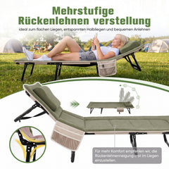 Sekey Faltbett klappbar mit Matratze & Kissen 193x70 cm – verstellbares Campingbett mit 6-fach Rückenlehne, bis 150 kg belastbar, Gästebett für Camping, Garten & Zuhause