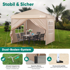 Sekey 3x3 m Faltpavillon mit 4 Seitenteilen