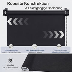 Salcar Thermorollo ohne Bohren Klemmfix – Verdunkelungsrollo für Fenster & Tür, Seitenzugrollo mit Thermobeschichtung, Sonnenschutz & Hitzeschutz, Sichtschutzrollo Schwarz
