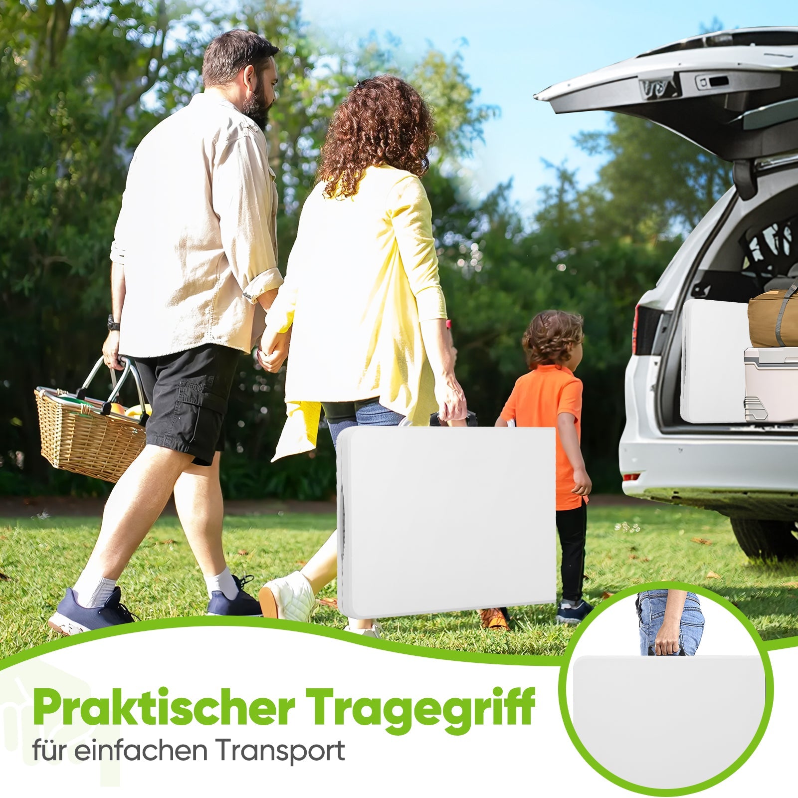 Sekey Klapptisch 152x70x74 cm – Robuster Buffettisch aus Kunststoff, tragbar mit Griff, wetterfest & faltbar – Campingtisch, Partytisch, Gartentisch für 4 Personen Sekey
