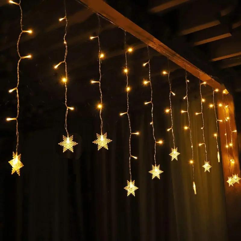 Salcar 3,2 x 0,8 m LED Lichtervorhang mit 18 Schneeflocken, 108 LEDs, 31V GS-zertifizierte Stromversorgung Salcar