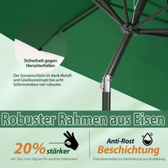 Sekey 270cm Sonnenschirm mit Kurbel, Knickbar im Sitzen, Sonnenschutz UV50+ Sekey