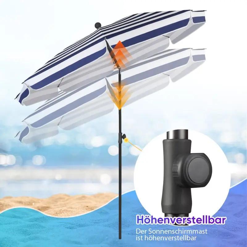 Sekey 200 cm Sonnenschirm mit Schutzhülle, Sonnenschutz UV50+ Sekey