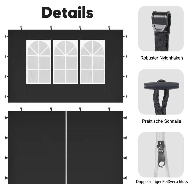Sekey 3×3m Seitenwand für Pavillon, 2er Set, mit Reißverschlussv und Fenster Sekey