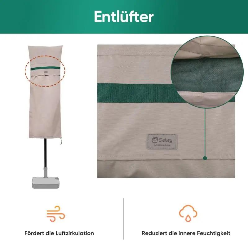 Sekey 160 x 62 cm Schutzhülle für Doppelsonnenschirm, aus Polyester-Gewebe Sekey