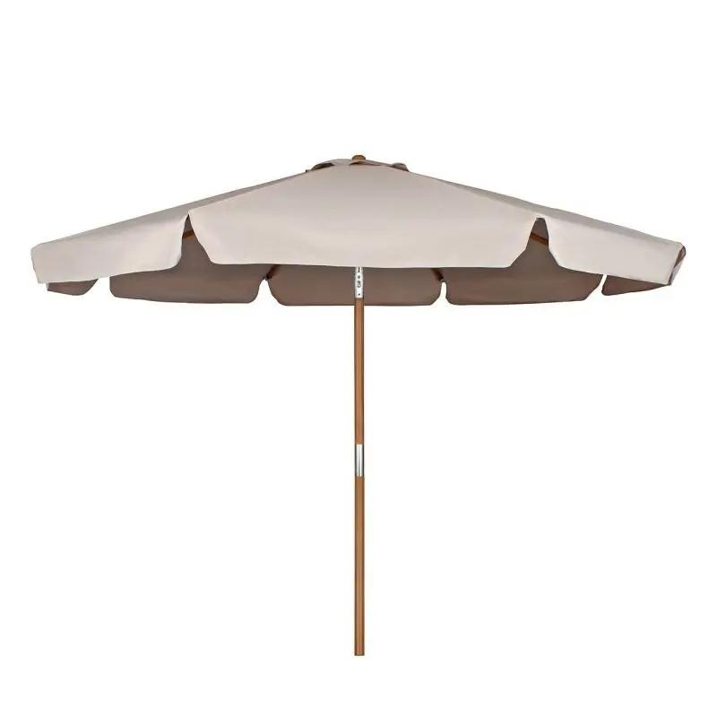 Sekey 300 cm Holz Sonnenschirm mit Volant, Sonnenschutz UV50+ Sekey
