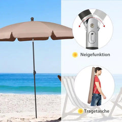 Sekey 200 cm Sonnenschirm mit Schutzhülle, Sonnenschutz UV50+ Sekey
