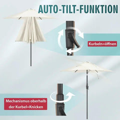 Sekey 220 cm Sonnenschirm mit Kurbel und Auto Kippen, Sonnenschutz UV50+ Sekey