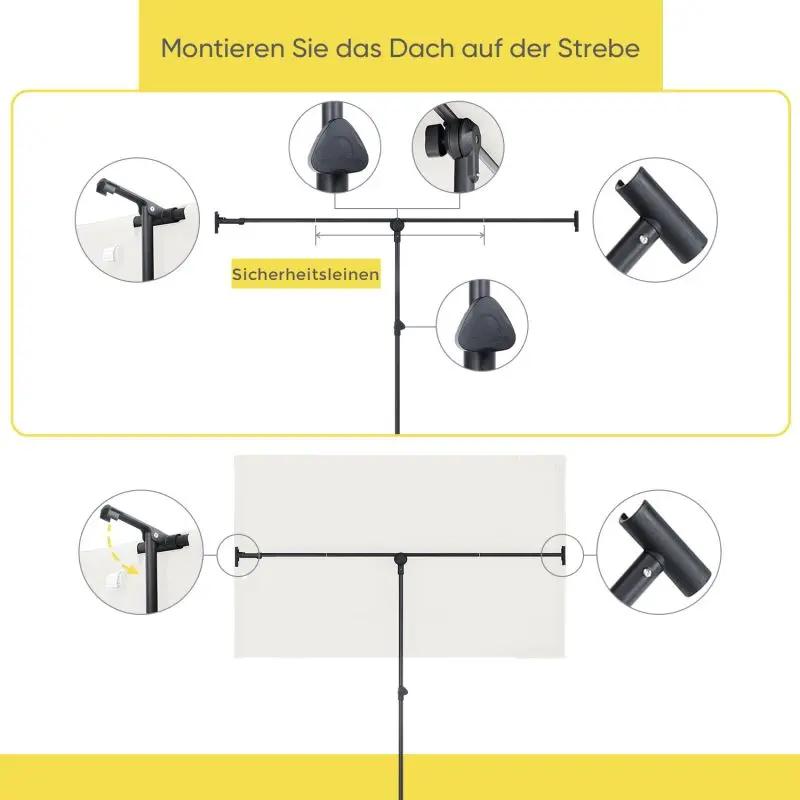 Sekey 180 x 130 cm Balkonschirm Rechteckig, Individuell Verstellbar, Sonnenschutz UV50+ Sekey