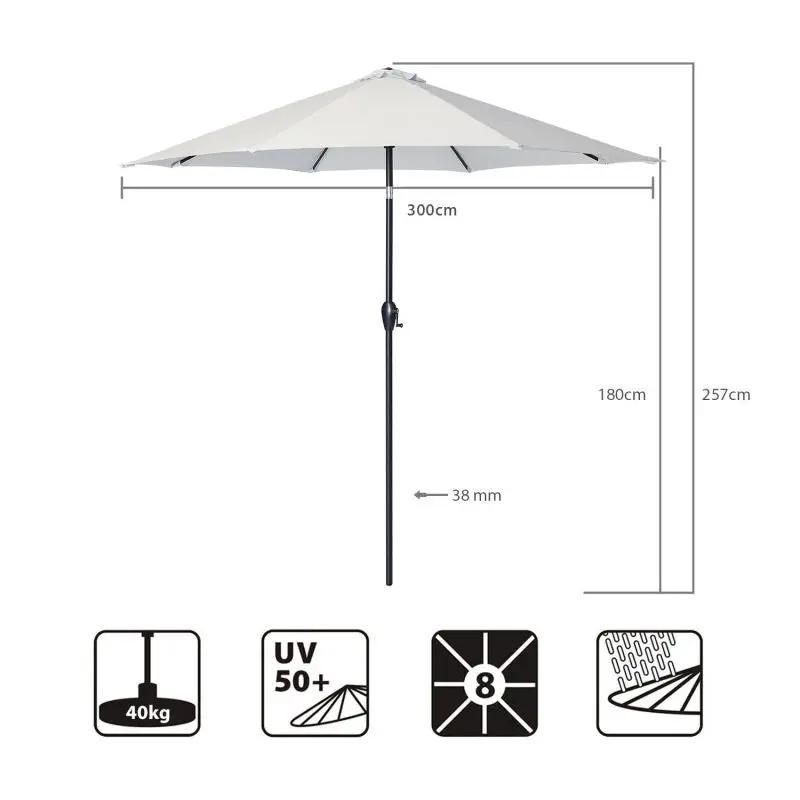 Sekey 300 cm Sonnenschirm mit Kurbel, Sonnenschutz UV50+ Sekey