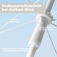 Sekey 160 cm Strandschirm mit Schutzhülle und Bodenhülse, Sonnenschutz UV50+