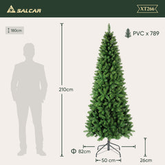 Salcar Künstlicher Weihnachtsbaum – Schmaler Weihnachtsbaum in Bleistiftform mit Metallständer
