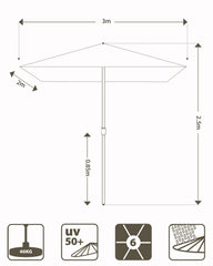 Sekey Sonnenschirm Rechteck 200x300 cm mit Kurbel & Auto-Neigung – stabiler Marktschirm 38 mm Stahlrohr, UV-Schutz, Balkon- & Gartenschirm für Terrasse