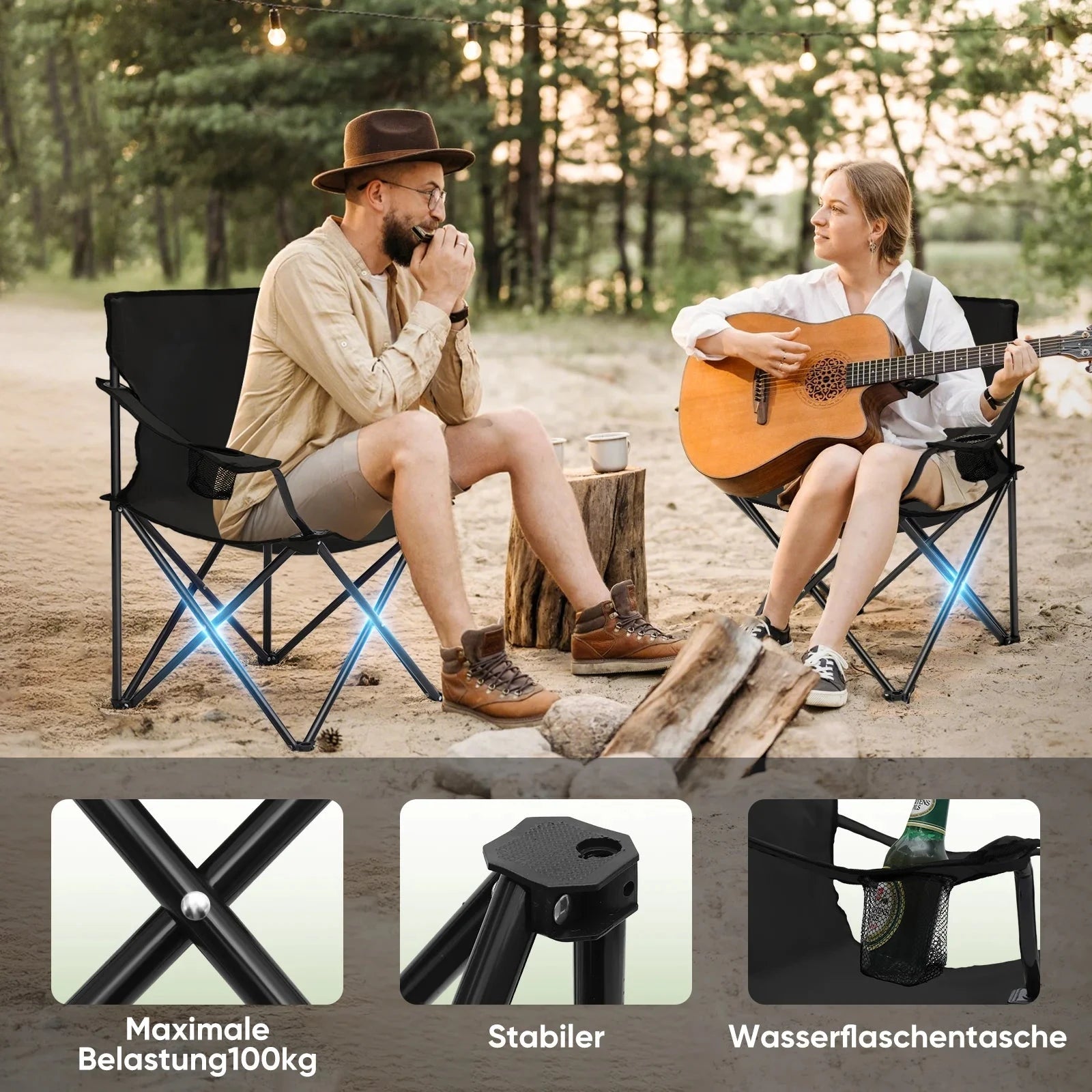 Sunula faltbarer Campingstuhl, ultraleicht, 1,65 kg, mit Getränkehalter, Tragetasche, kompakt klappbar, ideal für Camping, Garten und Ausflüge Sekey