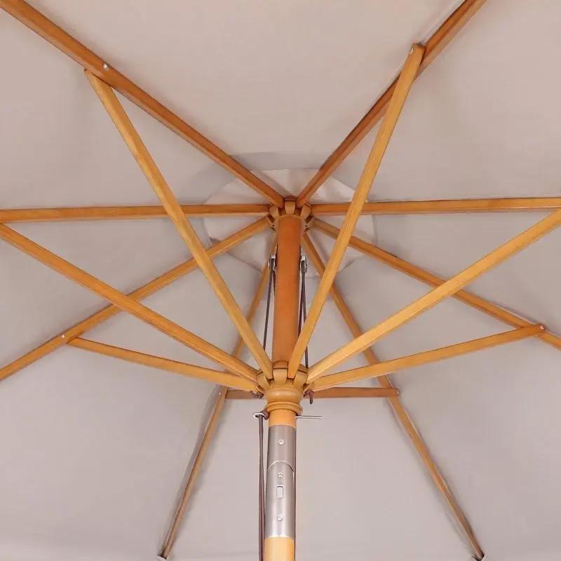 Sekey 300 cm Holz Sonnenschirm mit Volant, Sonnenschutz UV50+ Sekey