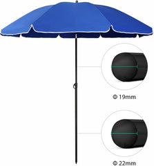 Sekey Sonnenschirm Ø180 cm mit UPF50+ – windstabiler Strand- & Balkonschirm mit Neigefunktion, wasserdicht, inkl. Schutzhülle, GRS-recycelter Bezug
