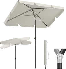 Sekey Rechteckiger Balkon-Sonnenschirm 200x125 cm – UPF50+, 4 Farben (Apfelgrün, Weiß, Dunkelgrau, Beige) + Schutzhülle
