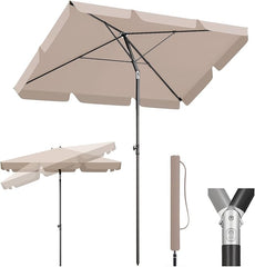 Sekey Rechteckiger Balkon-Sonnenschirm 200x125 cm – UPF50+, 4 Farben (Apfelgrün, Weiß, Dunkelgrau, Beige) + Schutzhülle