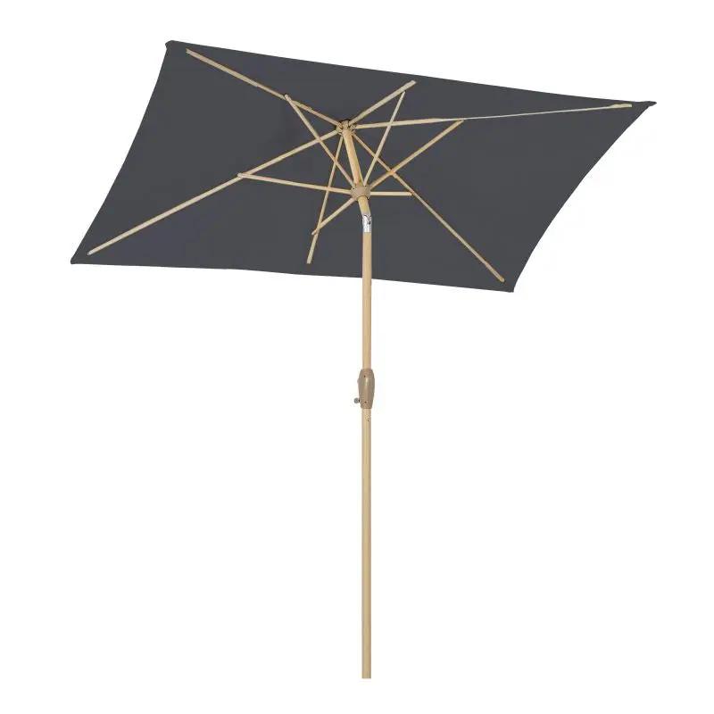Sekey 210 x 140 cm Alu Sonnenschirm mit Kurbel, Sonnenschutz UV50+, aus Holz-Metall Sekey
