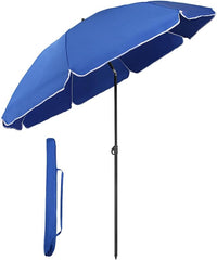 Sekey Sonnenschirm Ø160 cm rund – Strand- & Balkonschirm mit Neigungswinkel & Höhenverstellung, inkl. Schutzhülle, 140 g/m² Polyester, für Garten, Terrasse & Strand