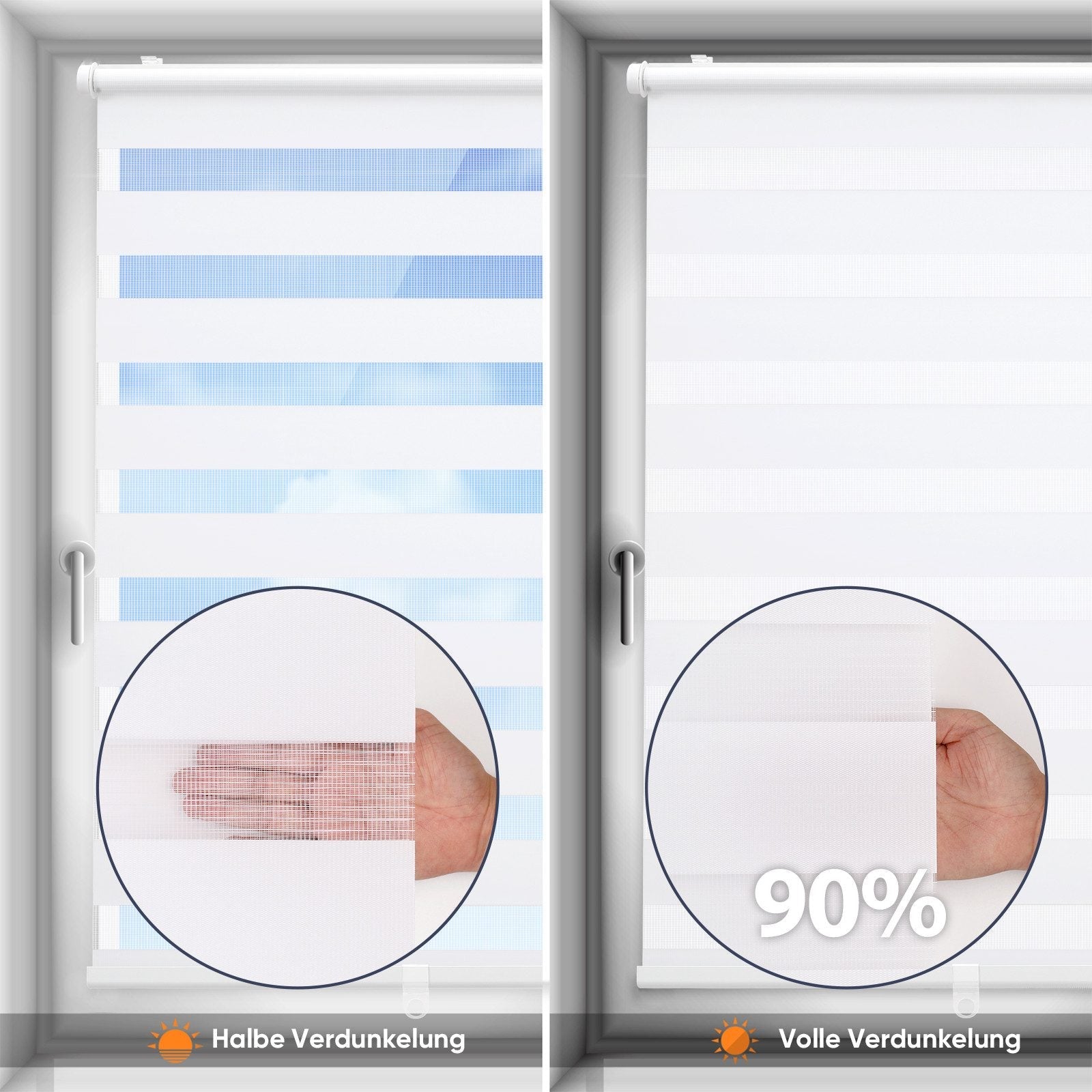 Sekey Schnurloses Doppelrollo Klemmfix - Weiß - Duo Rollo ohne Bohren für Fenster & Türen Sekey