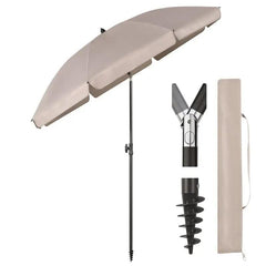 Sekey 180 cm Strandschirm mit Schutzhülle und Bodenhülse, Sonnenschutz UV50+ Sekey