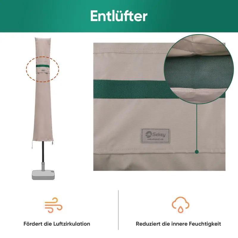 Sekey 190 x 30/50 cm Schutzhülle für 350 cm Sonnenschirm, aus Polyester-Gewebe Sekey