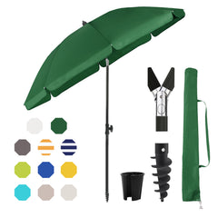 Sekey 180 cm Strandschirm mit Schutzhülle und Bodenhülse, Sonnenschutz UV50+