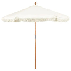 Sekey 220 cm Holz Sonnenschirm mit Fransen, Sonnenschutz UV50+ Sekey