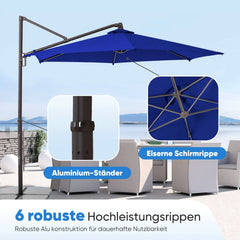 Sekey Ampelschirm 300 cm Aluminium Sonnenschirm mit 360° Drehung, Neigefunktion, UV50+ Schutz Sekey