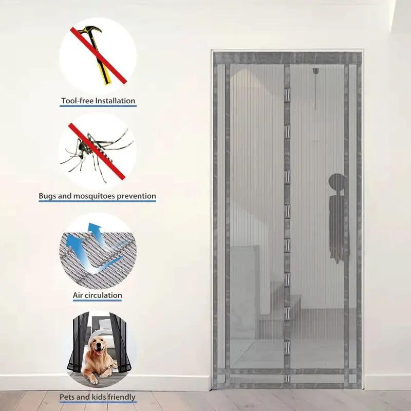 Sekey Zuschneidbar Magnet Fliegengitter Tür aus Polyester, Grau Sekey