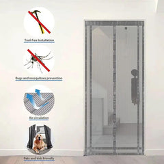 Sekey Zuschneidbar Magnet Fliegengitter Tür aus Polyester, Grau Sekey