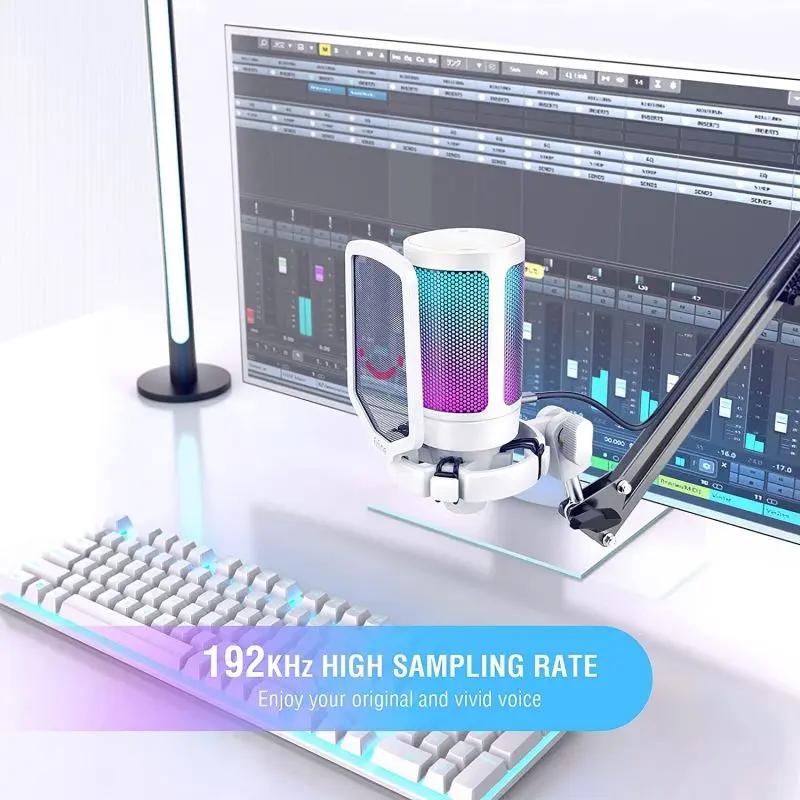 Fifine USB Kondensator Mikrofon mit Ständer und Stummschalttaste, A6V Sekey