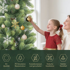 SALCAR Slim Artificial Christmas Tree 120/150/180/210 cm | Slim Nordmann Fir made of PE, Space-saving, Realistic, Reusable, With Metal Stand